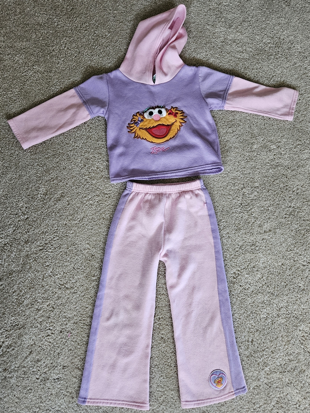 Vintage Sesame Street Zoe Pink and Purple Sweatsuit